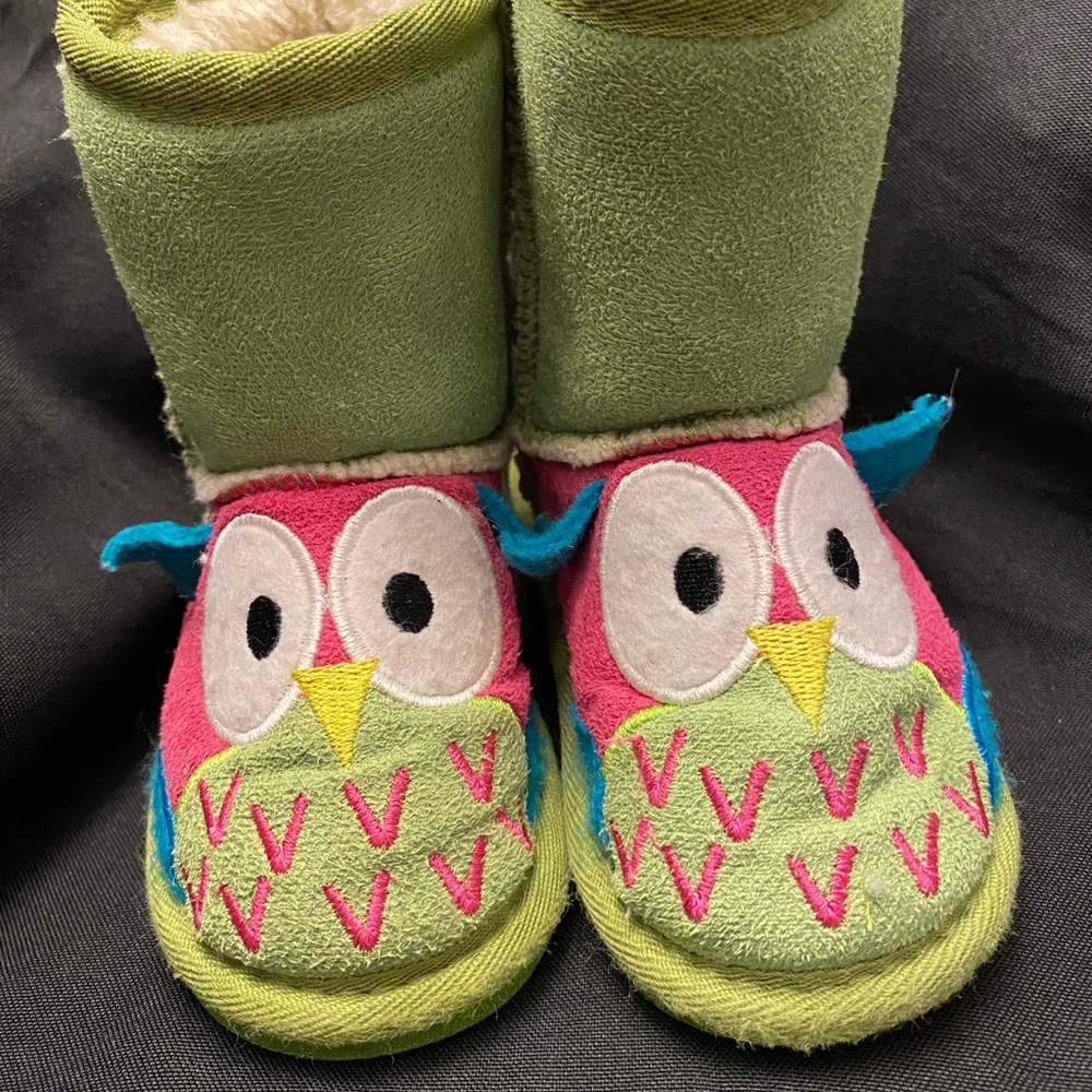 Lazy One-Kids Owl Boots-XXS(4/5),‎ Green